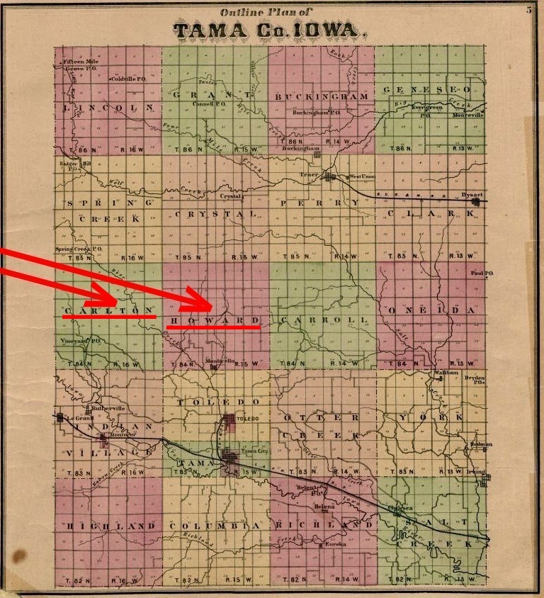 1875_Outline_Map_of_Tama_County_smaller 2a | Our Iowa Heritage